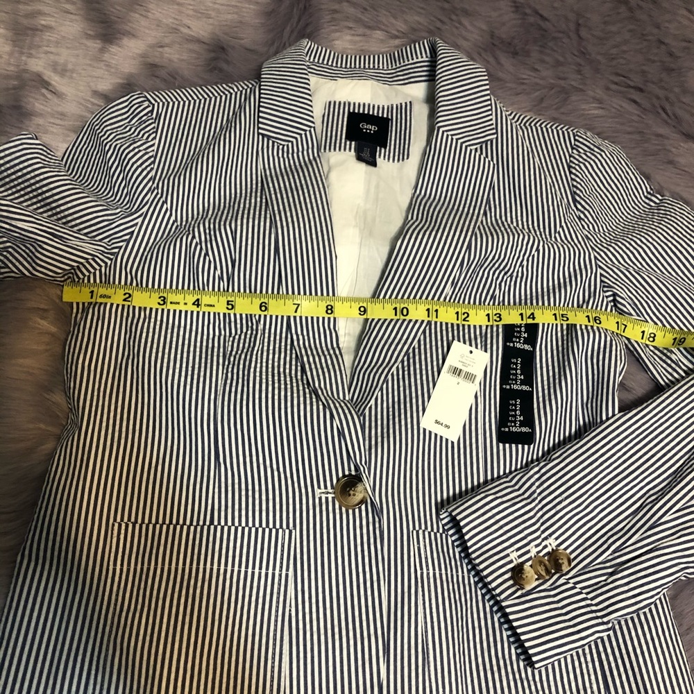 NWT GAP. SEERSUCKER DARCK CHAMBRAY JACKET BLAZER SIZE. 2 - Picture 16 of 16